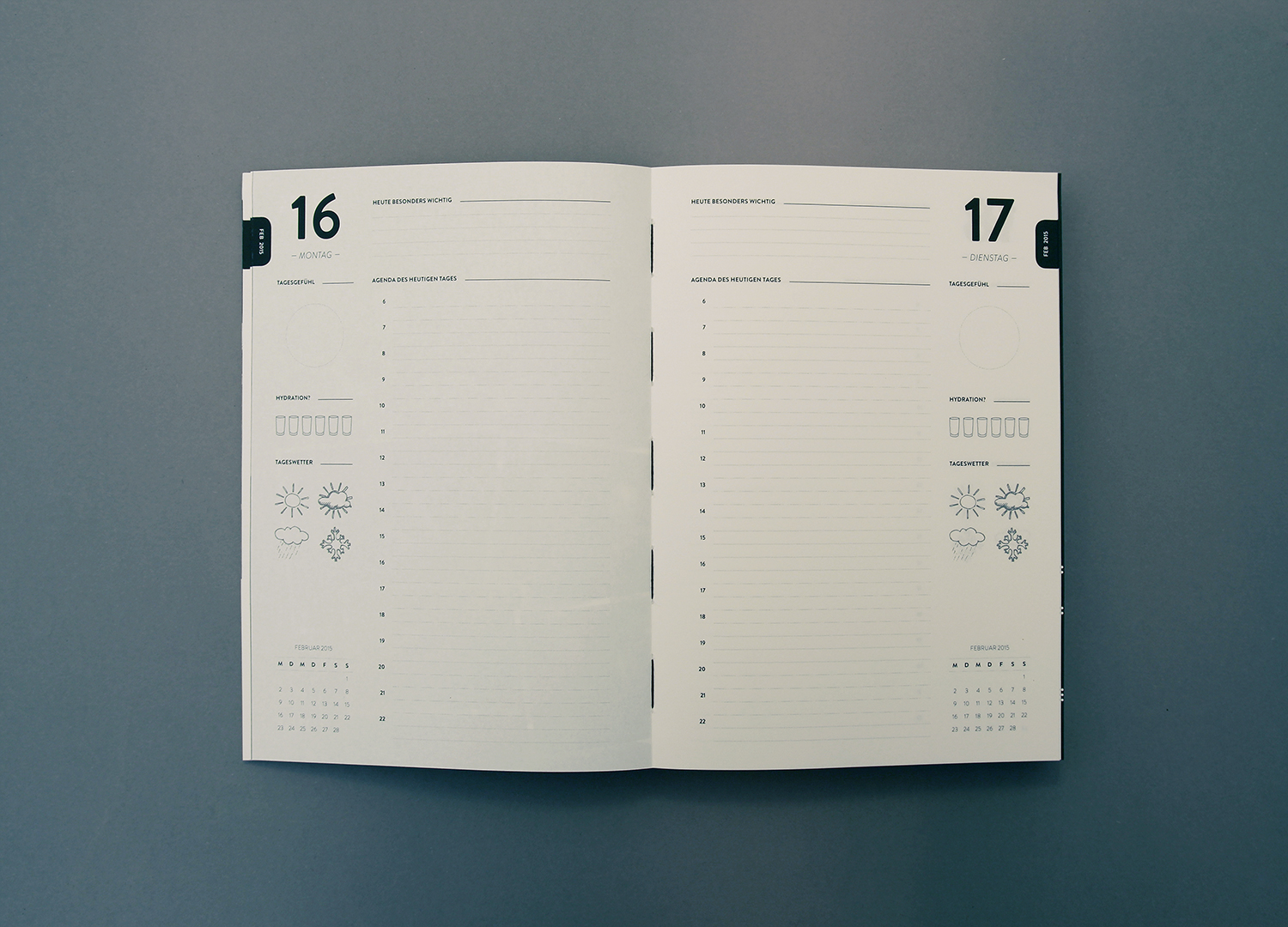 Detailansicht des Kalenders, der Agenda 2015